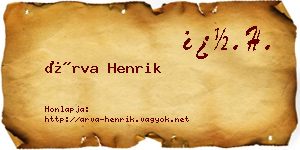 Árva Henrik névjegykártya